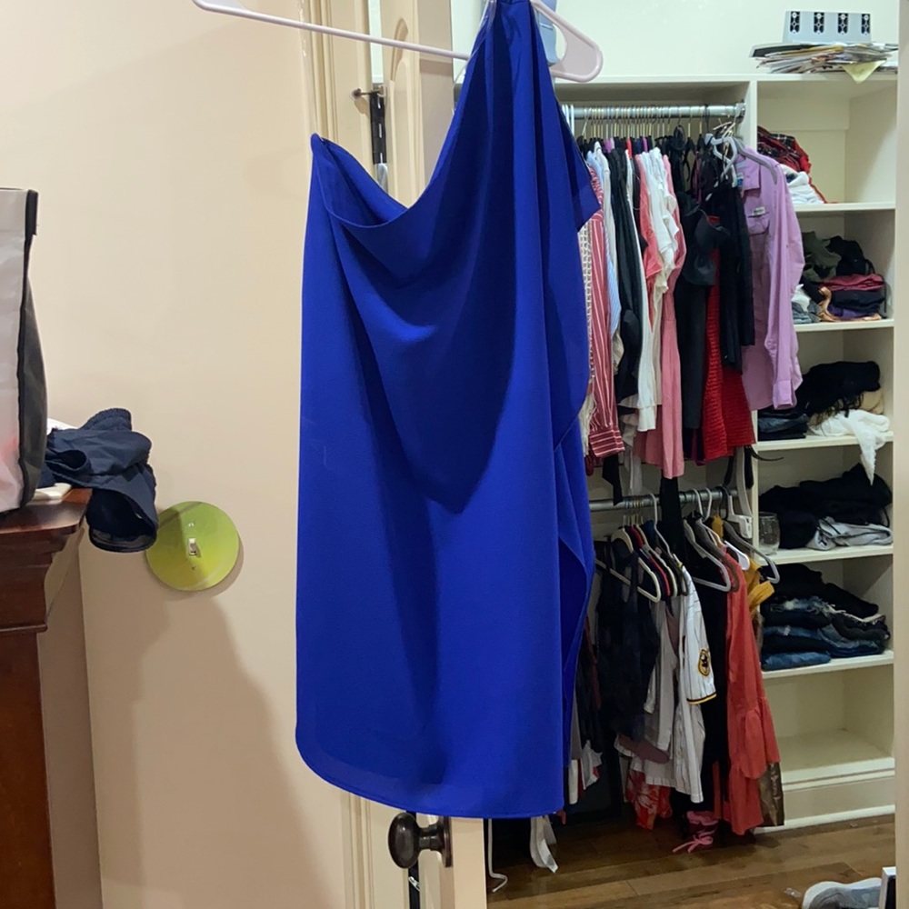 royal blue one shoulder dress